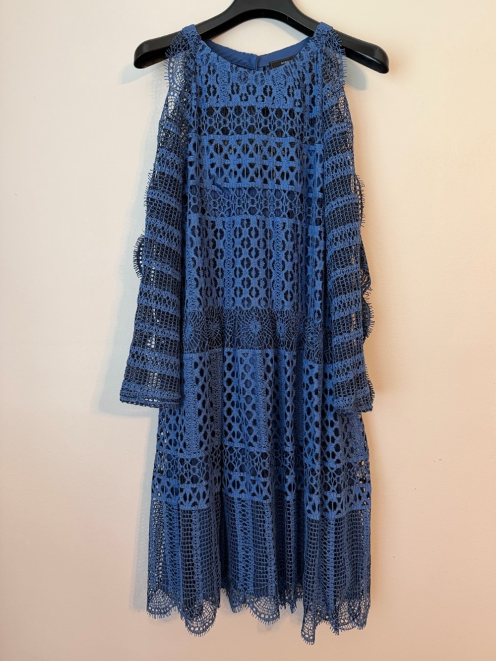 BCBGMaxAzria Vintage Blue Lace Midi Dress - Finley - Size Large